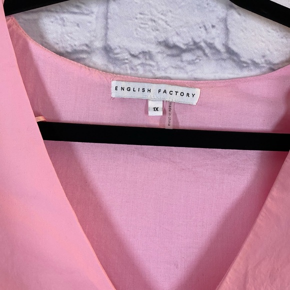 English Factory Ruffle Puff Sleeve Pink Tiered Mini Dress Plus Size 1X - Picture 4 of 8